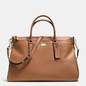 Coach Top Handle Satchel Tote Tan Beige Leather